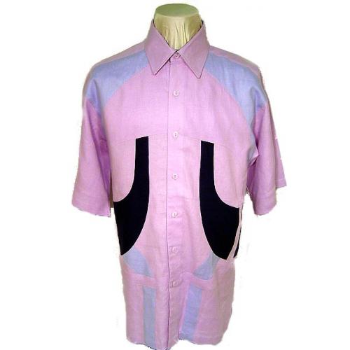Prestige Lilac/Navy Blue 100% Linen 2 Pc Outfit
